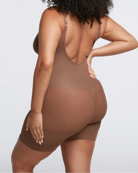 Seamless Mid-Thigh Full Body Shaper Bodysuit: Core, Thighs, Bust, Booty Lift