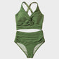 Chic Textured Knot-Front High-Waisted Bikini Set for Women