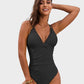 Chic V-Neck Hollow Trim Knotted One-Piece Swimsuit | Flattering Beach Pool Wear