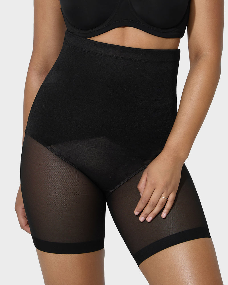 Ultimate High-Waist Criss-Cross Mesh Breathable Tummy Control Shaping Shorts