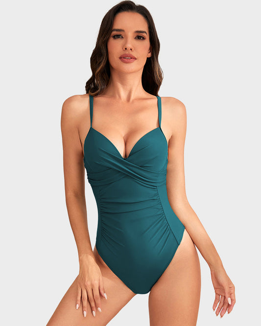 Flattering Underwired Push-Up Ruched One-Piece Swimsuit for Women Beachwear