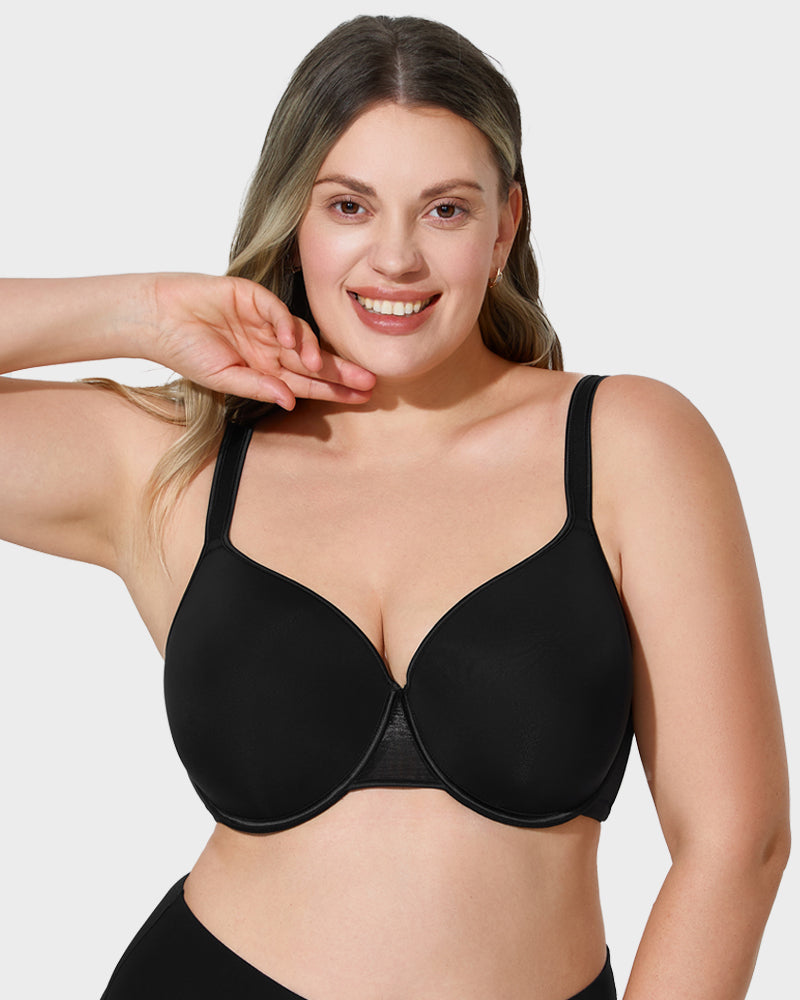 Supportive Full Coverage Mesh Underwired Molded Cup Bra for Enhanced Comfort