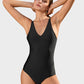 SheCurve Plunge Lace-Up Corset Sculpting One-Piece Swimsuit Flattering Beachwear