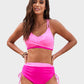Chic Color-Block Drawstring Cross-Back Bikini Set - Supportive & Flattering Swimwear
