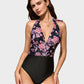 Chic Deep V Halter Neck Backless One-Piece Swimsuit for Women's Beachwear