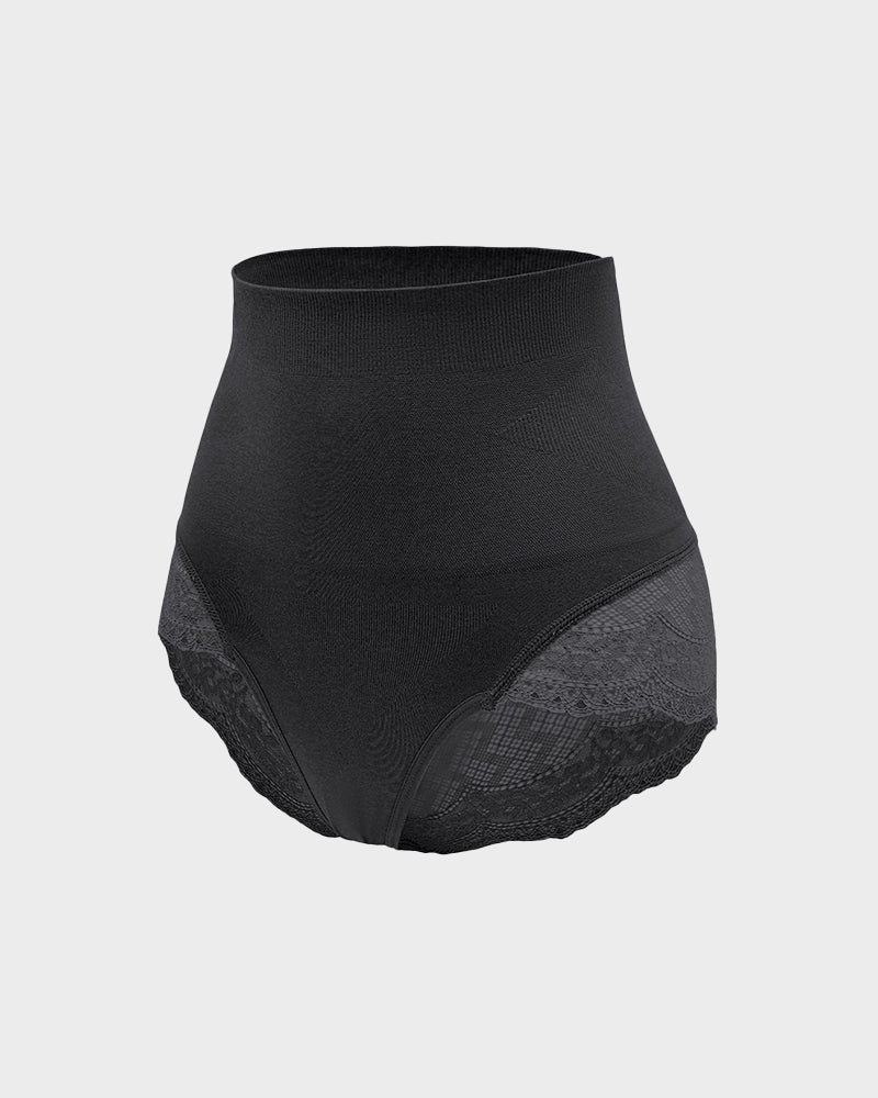 Shecurve High-Waist Tummy Control Lace Mesh Panty for Smooth Shaping