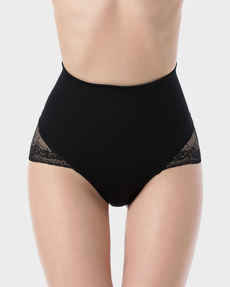 Shecurve High-Waist Tummy Control Lace Mesh Panty for Smooth Shaping