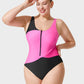 Stylish Color-Blocked Front Zip Tank Swimsuit for Active Women