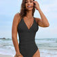 Chic V-Neck Hollow Trim Knotted One-Piece Swimsuit | Flattering Beach Pool Wear