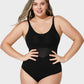 Flattering Criss-Cross Mesh Sculpting Bodysuit - Seamless Tummy Control Shapewear