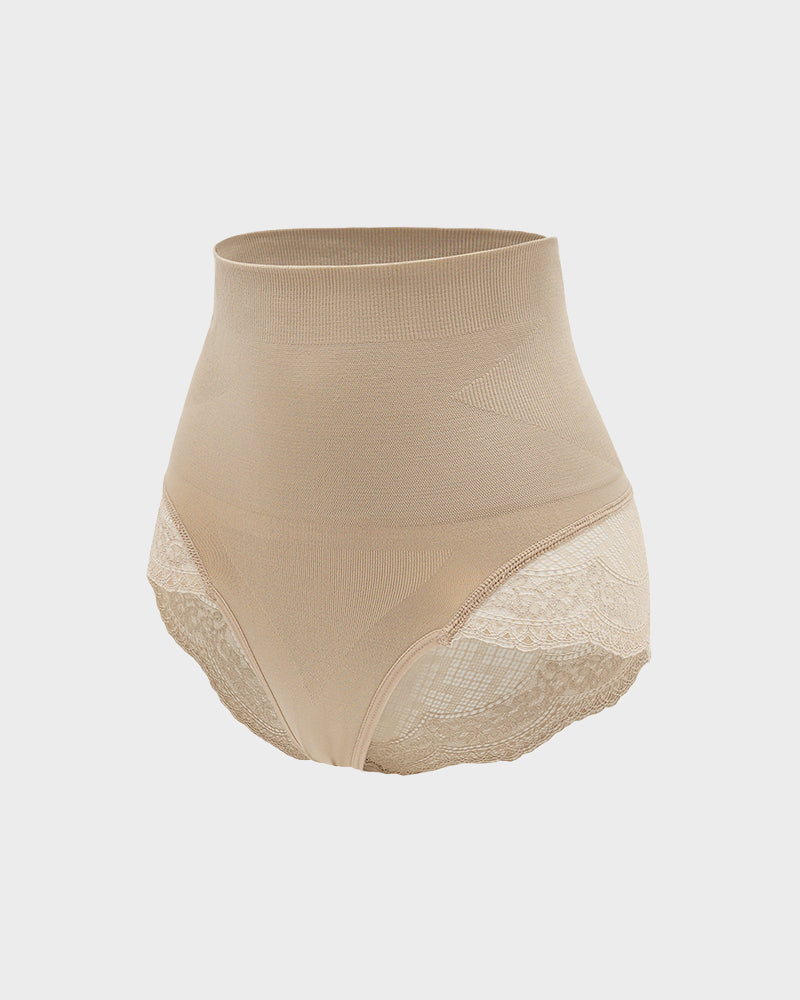 Shecurve High-Waist Tummy Control Lace Mesh Panty for Smooth Shaping