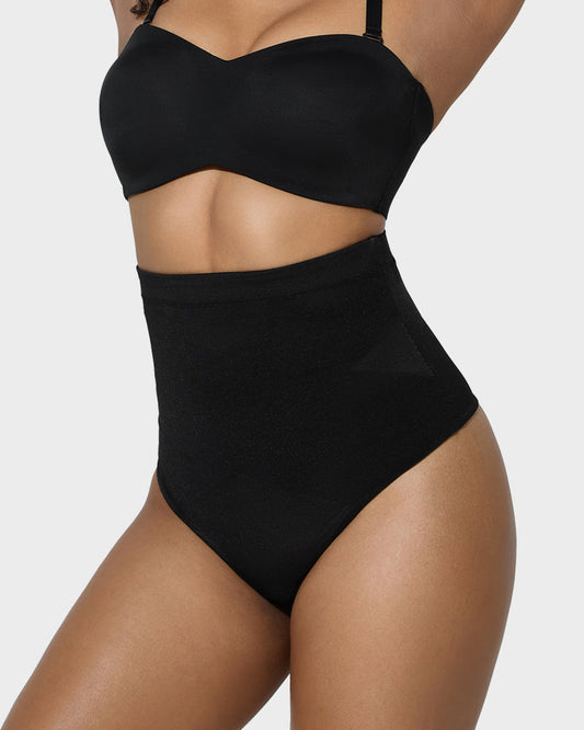 High Waist Criss-Cross Mesh Shaping Thong Panty for Tummy Control
