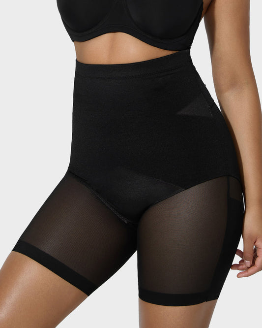 Ultimate High-Waist Criss-Cross Mesh Breathable Tummy Control Shaping Shorts