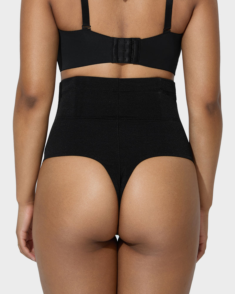 High Waist Criss-Cross Mesh Shaping Thong Panty for Tummy Control