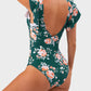 Elegant Ruffle Sleeve Cut-Out Ruched One-Piece Swimsuit for Women