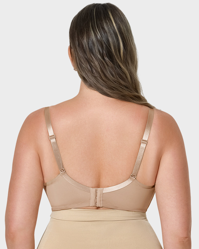 Comfortable Lace Trim Molded Cup Underwire Bra with Removable Adjustable Straps