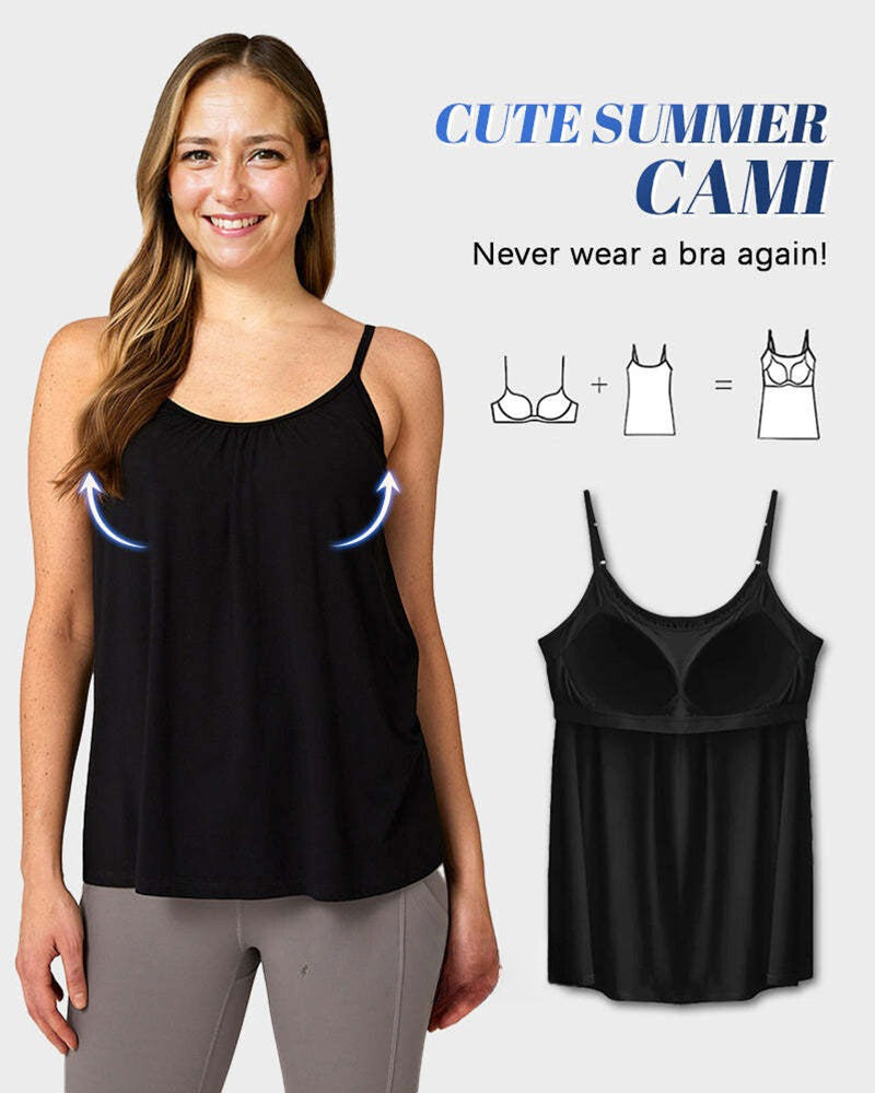 Women's Cooling Comfort Cami: Built-in Bra, Relaxed Fit, Adjustable Straps