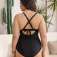 Stylish Push Up Tummy Control One-Piece Swimsuit V-Neck Adjustable Straps Ruched Front