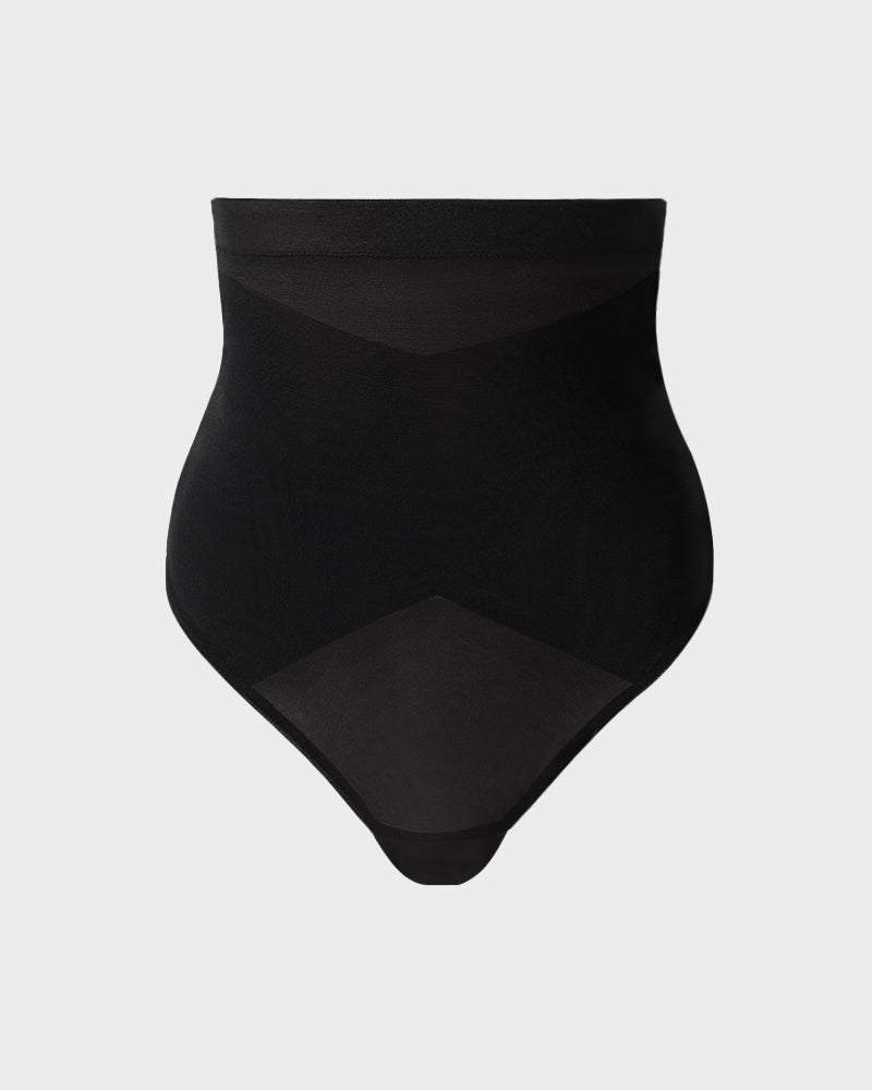 High Waist Criss-Cross Mesh Shaping Thong Panty for Tummy Control