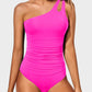 One Shoulder Ruched One Piece Swimsuit