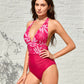 Chic Deep V Halter Neck Backless One-Piece Swimsuit for Women's Beachwear