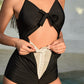 Elegant Front Tie Built-In Shapewear Sculpting One-Piece Swimsuit for Women