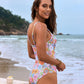 Flattering Square Neck Ruched One-Piece Swimsuit for Women, Comfortable Stretch Fabric