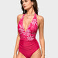 Chic Deep V Halter Neck Backless One-Piece Swimsuit for Women's Beachwear
