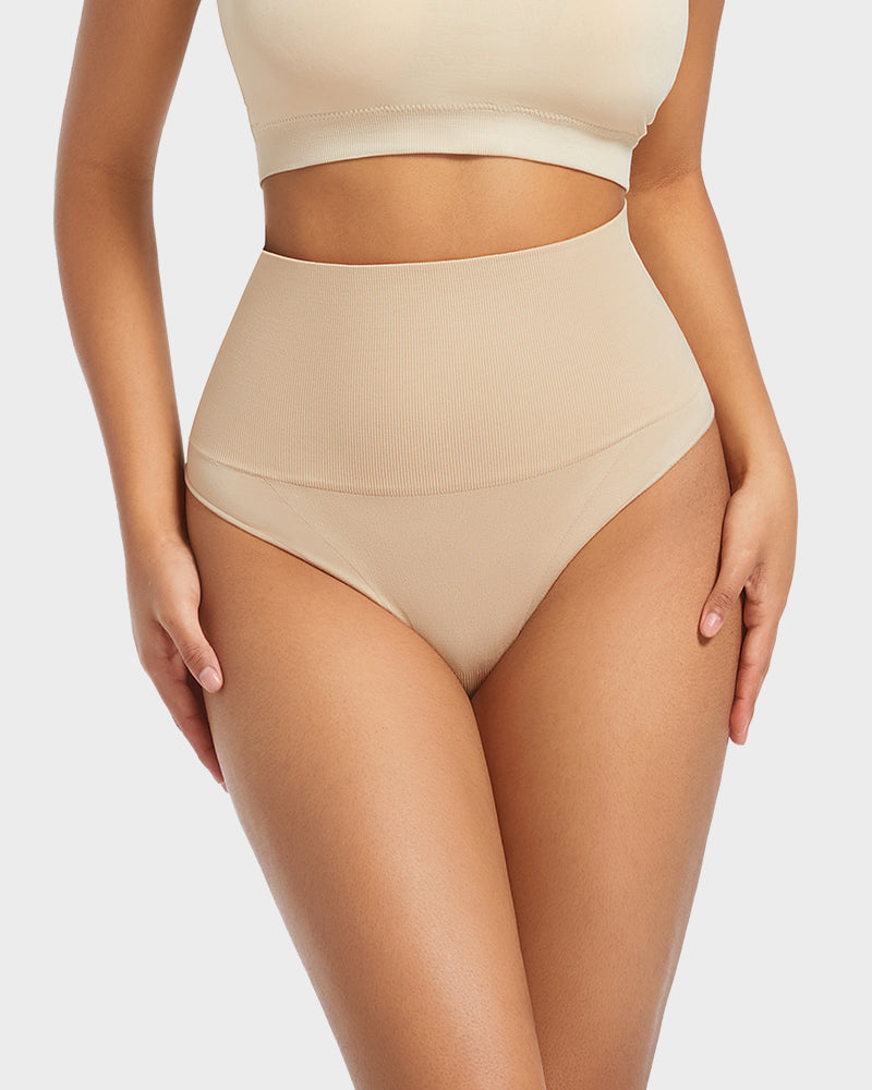 Seamless High-Waist Tummy Control Thong for Smooth Silhouette Everyday Comfort