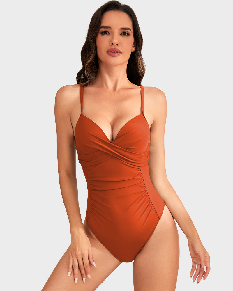 Flattering Underwired Push-Up Ruched One-Piece Swimsuit for Women Beachwear