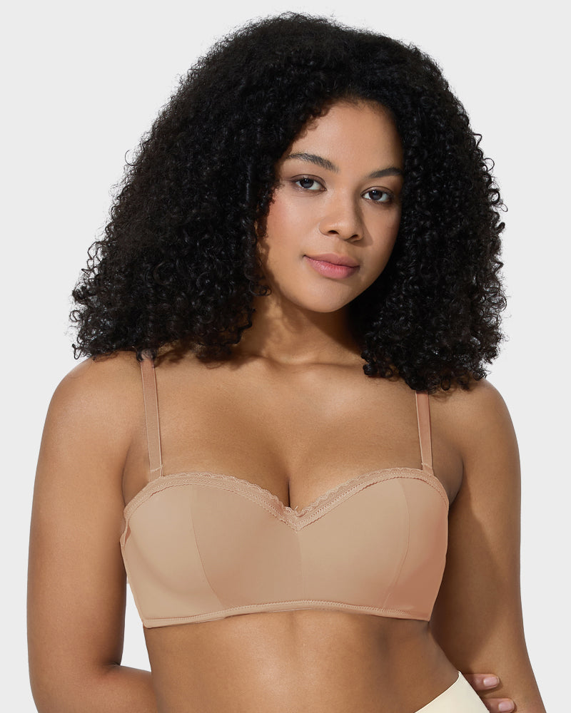 Comfortable Lace Trim Molded Cup Underwire Bra with Removable Adjustable Straps