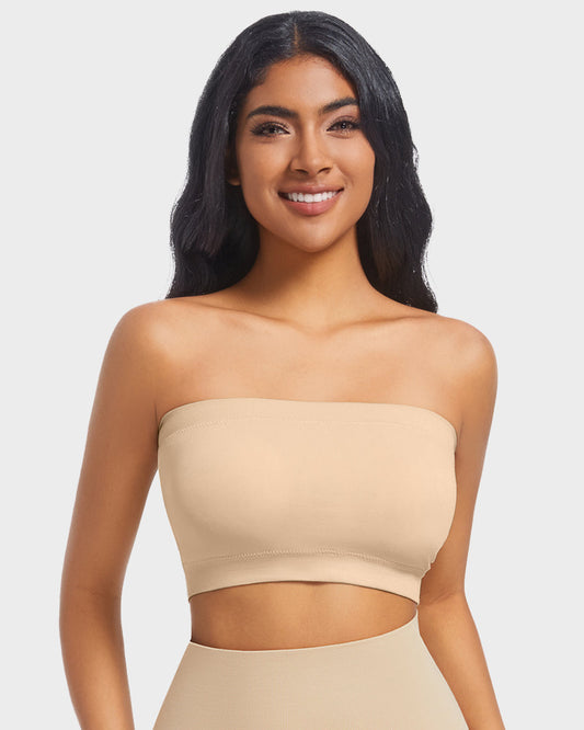 Ultra-Comfortable Seamless Padded Strapless Bandeau Bra with Invisible Support