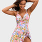 Chic Knot Hem Ruched One-Piece Swim Dress: Flattering, Adjustable, Comfortable Swimsuit