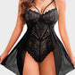 Alluring Women's Floral Lace Bodysuit Teddy Chemise: Sexy Mesh Sleepwear Lingerie