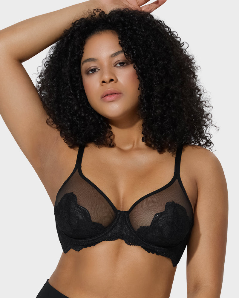 Elegant Purple Full Coverage Lace Minimizer Bra for Plus Size Support