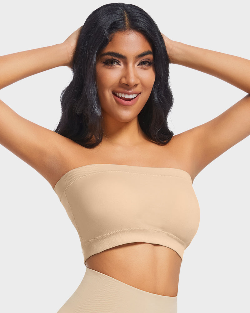 Ultra-Comfortable Seamless Padded Strapless Bandeau Bra with Invisible Support