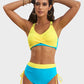 Color-Block Drawstring Cross-Back Bikini Set