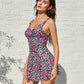 Flattering Floral Print One-Piece Swim Dress, Tummy Control, Skirted Design