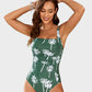 Flattering Square Neck Ruched One-Piece Swimsuit for Women, Comfortable Stretch Fabric