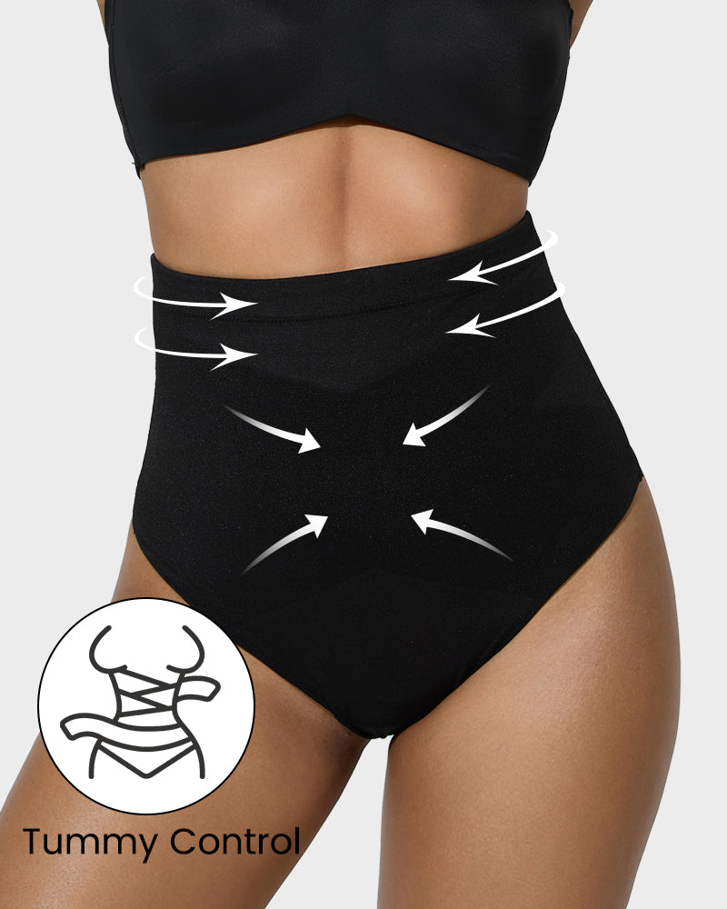 High Waist Criss-Cross Mesh Shaping Thong Panty for Tummy Control