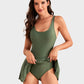 Flattering One Piece Tummy Control Tie Knot Swimsuit with Adjustable Straps