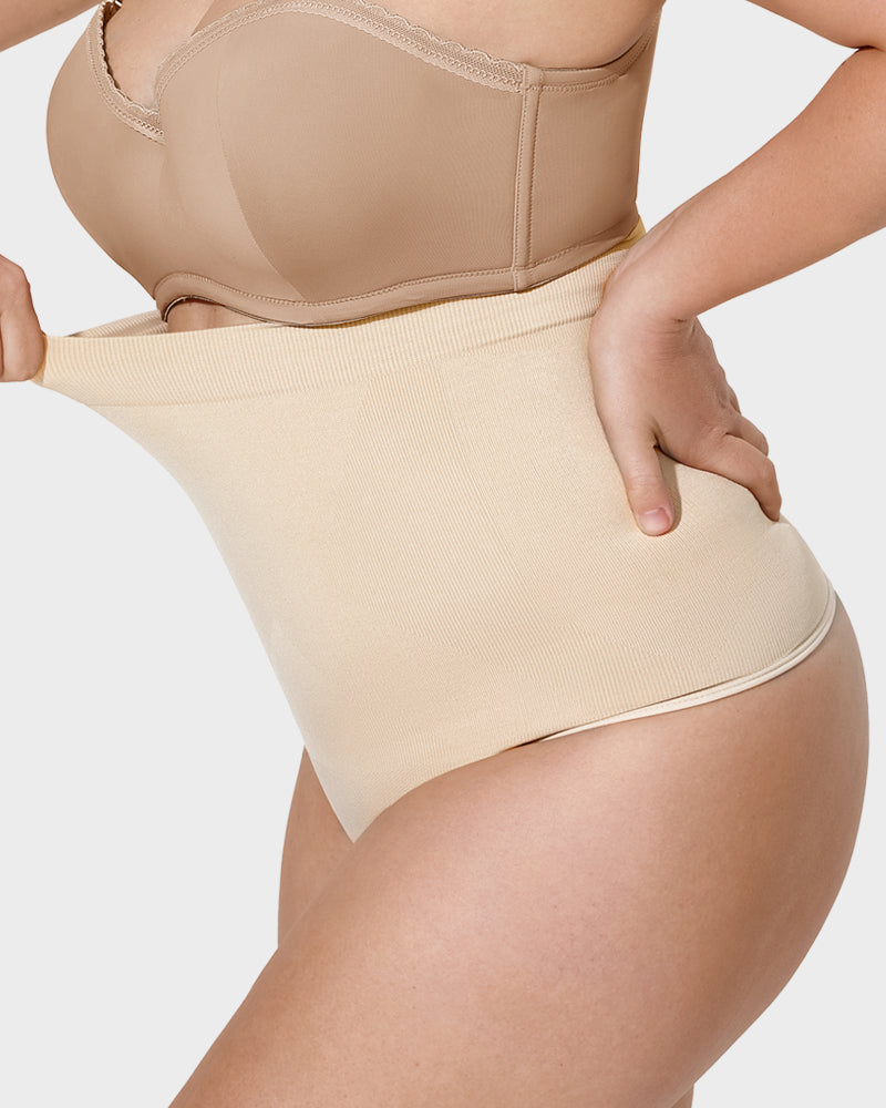 Ultra-Comfort High Waist Tummy Control Seamless Shaping Thong Panty 2-Pack
