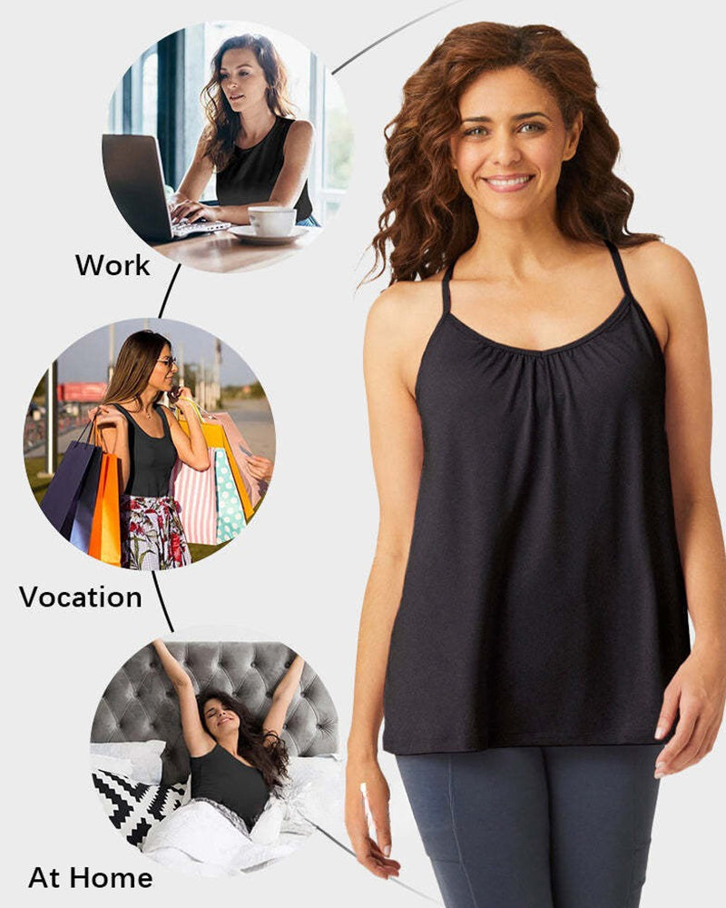 Women's Cooling Comfort Cami: Built-in Bra, Relaxed Fit, Adjustable Straps