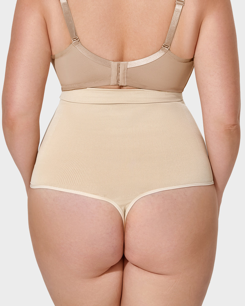 Ultra-Comfort High Waist Tummy Control Seamless Shaping Thong Panty 2-Pack