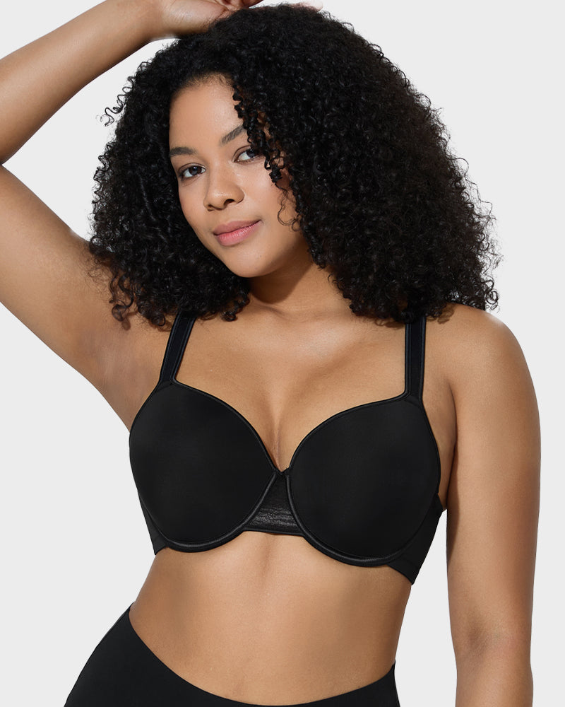 Supportive Full Coverage Mesh Underwired Molded Cup Bra for Enhanced Comfort