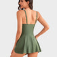 Flattering One Piece Tummy Control Tie Knot Swimsuit with Adjustable Straps