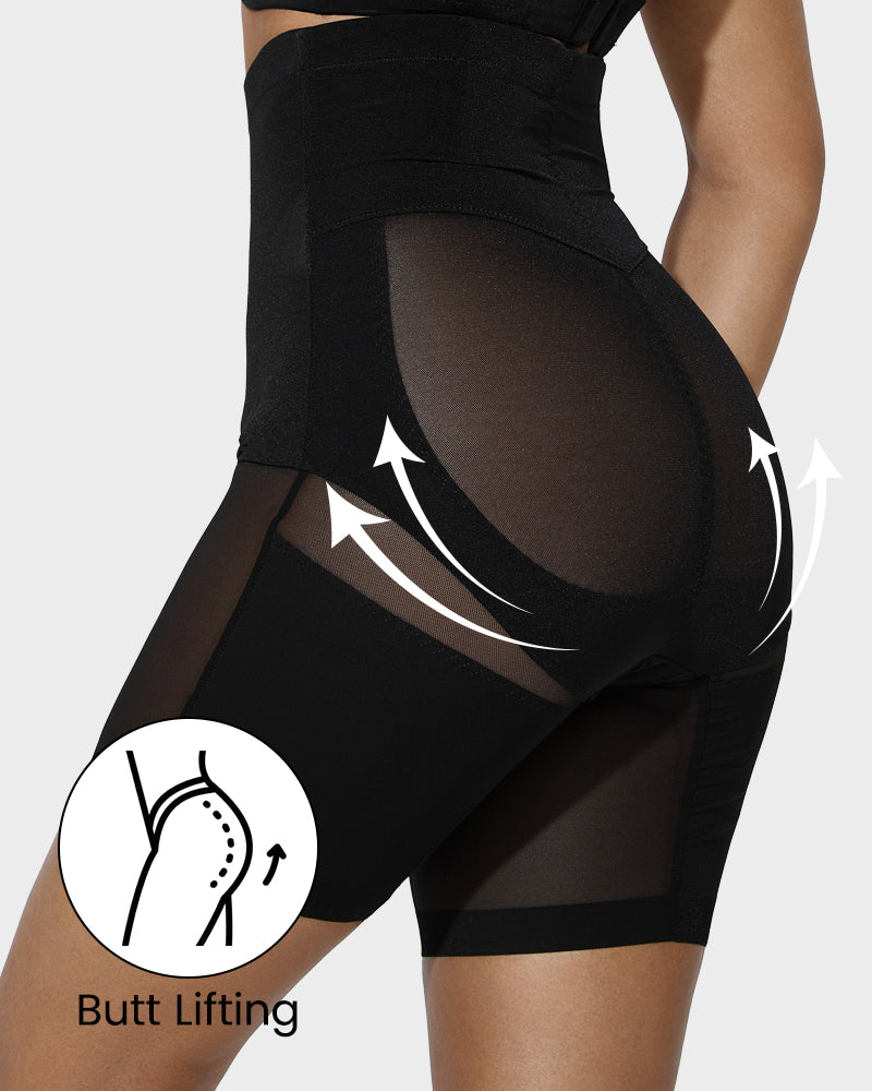 Ultimate High-Waist Criss-Cross Mesh Breathable Tummy Control Shaping Shorts