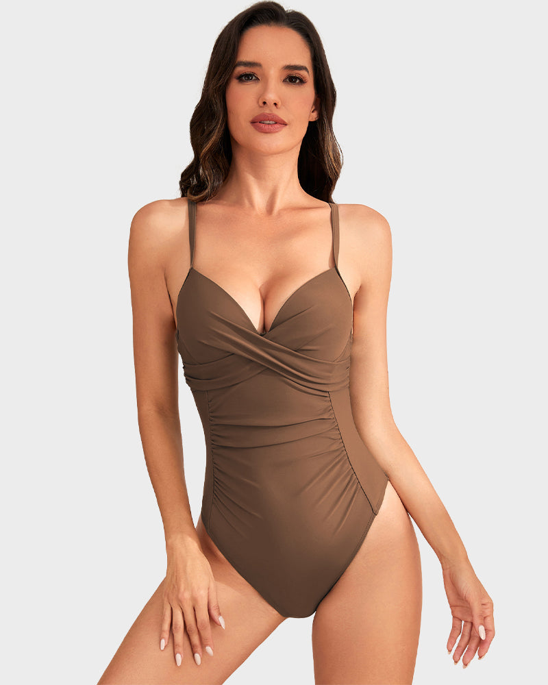 Flattering Underwired Push-Up Ruched One-Piece Swimsuit for Women Beachwear