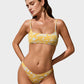 Chic Ruched Floral Print Bikini Set: Adjustable Straps, Textured Swimwear for Women