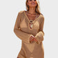 Chic Deep Plunge Crochet Long Sleeve Beach Cover Up Dress